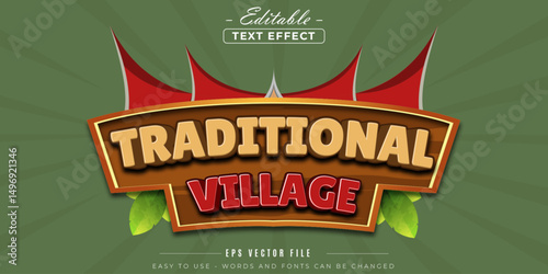 An elegant traditional village, editable text effect.
