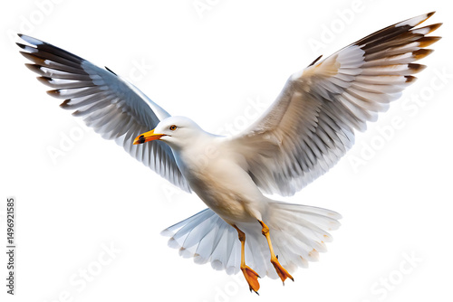 Majestic seagull in flight isolated on a white background png ai generated