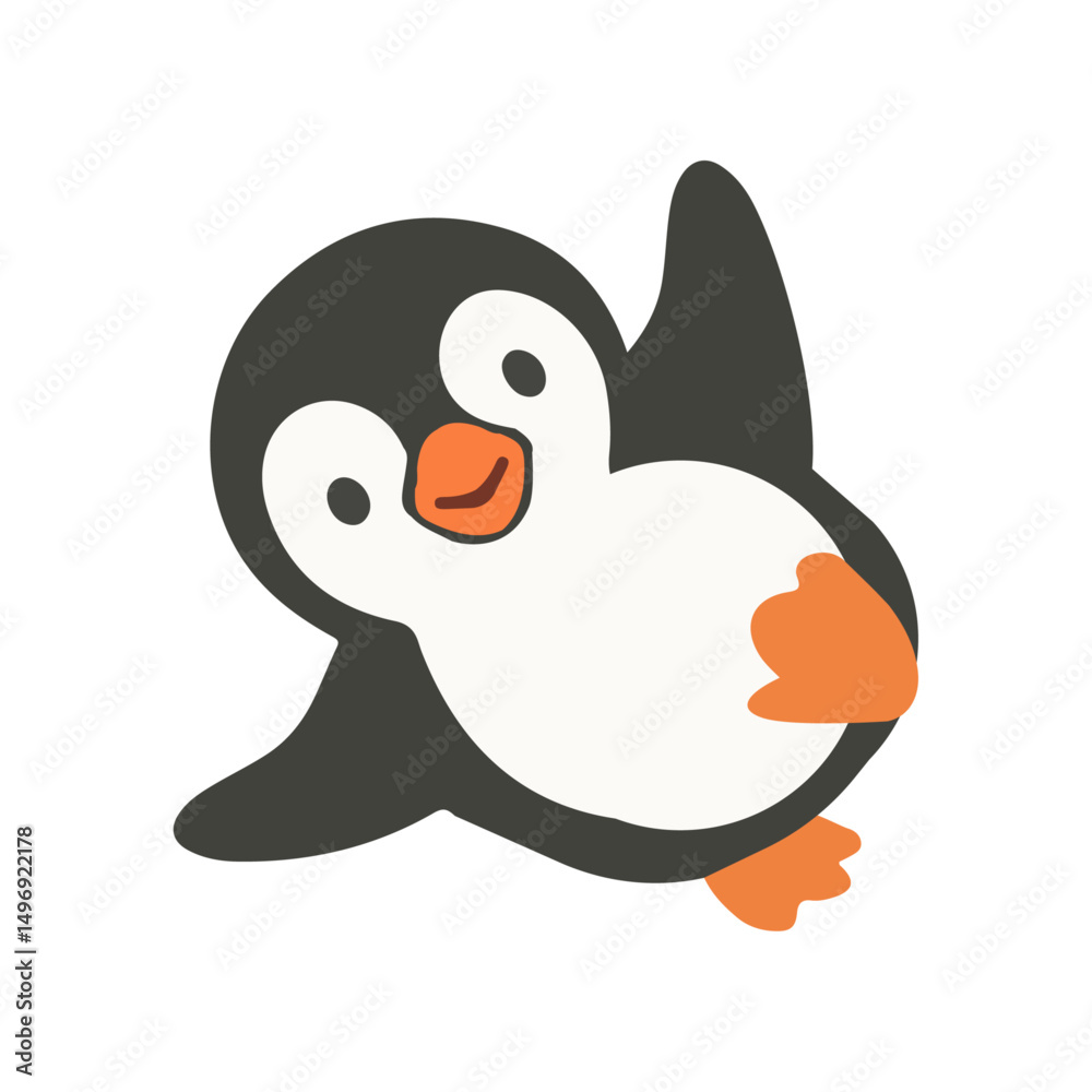 Naklejka premium Smiling Penguin Hand-drawn Artwork