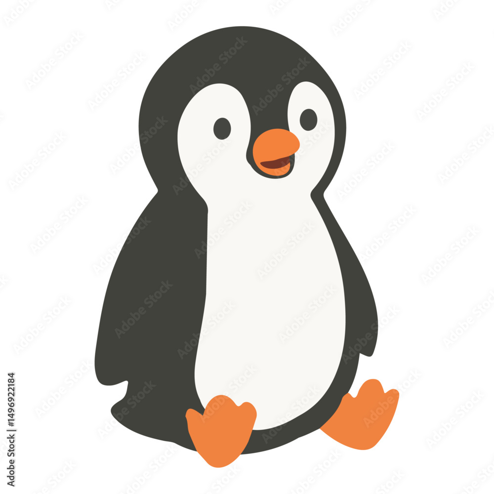 Obraz premium Happy Penguin sitting Character animal