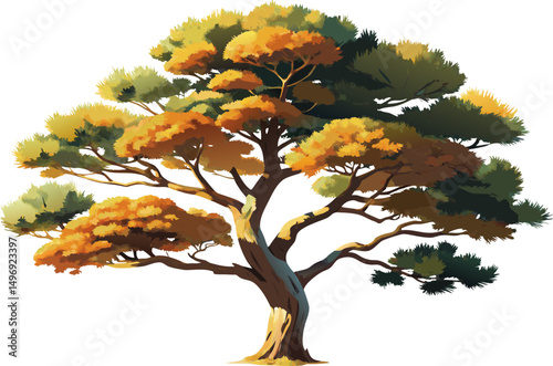 A watercolor image of an Aleppo Pine (Pinus halepensis), with long slender needles and orange-brown bark, isolated on a white background.