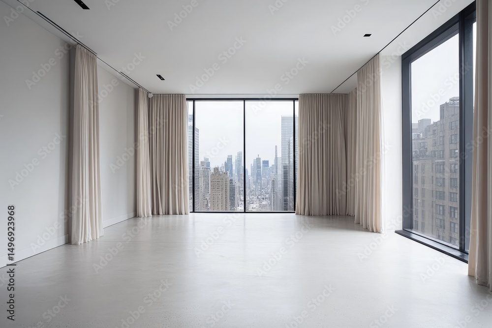 Obraz premium Empty modern room, city view