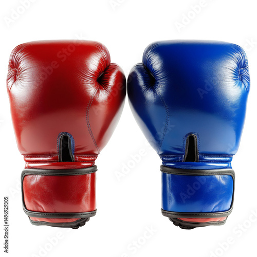 [Transparent Background PNG]Pair of Red and Blue Boxing Gloves photo