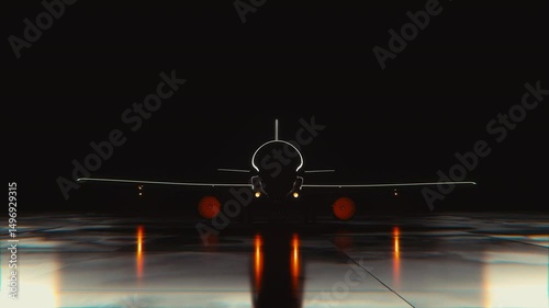 3D render of a luxury airliner with cinematic lighting and glowing engines. Ideal for business aviation, premium travel, or tech promos.