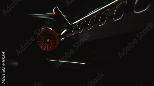 3D render of a luxury luxury private jet with cinematic lighting and glowing engines. Ideal for business aviation, premium travel, or tech promos.
