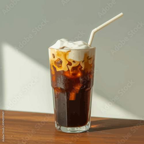 Iced Coffee with Cream Swirl