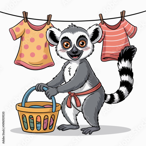 Lemur Doing Laundry