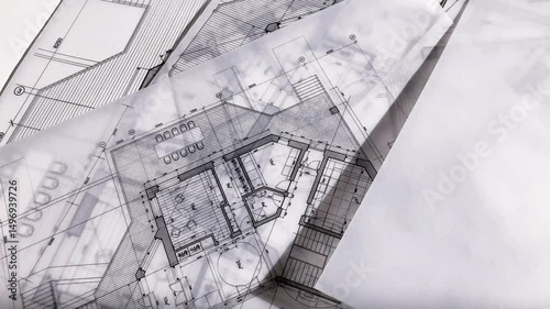 Wallpaper Mural Architecture design: blueprint plan - illustrations of a plan modern residential building - technology, industry, business concept illustration: real estate, building, construction, architecture Torontodigital.ca