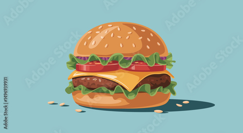 Burger with Cheese and Veggies