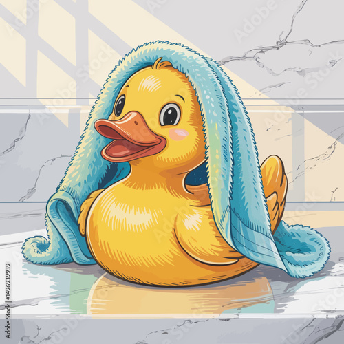 Duck with Towel After Bath