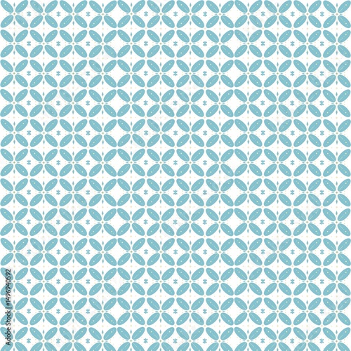 Light Blue Geometric Petal Pattern with Snowflakes, Geometric pattern, seamless