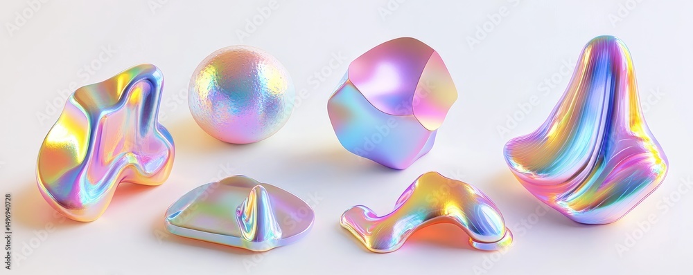 Fototapeta premium Abstract iridescent shapes