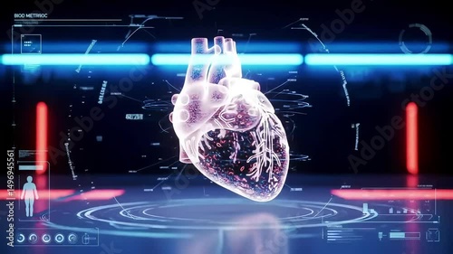 Futuristic Digital Heart Scan Loop – Holographic Medical Technology Animation