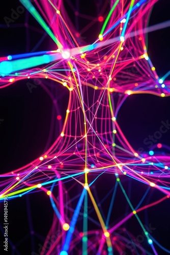 Colorful abstract network design showcasing vibrant lights and intricate connections in digital art