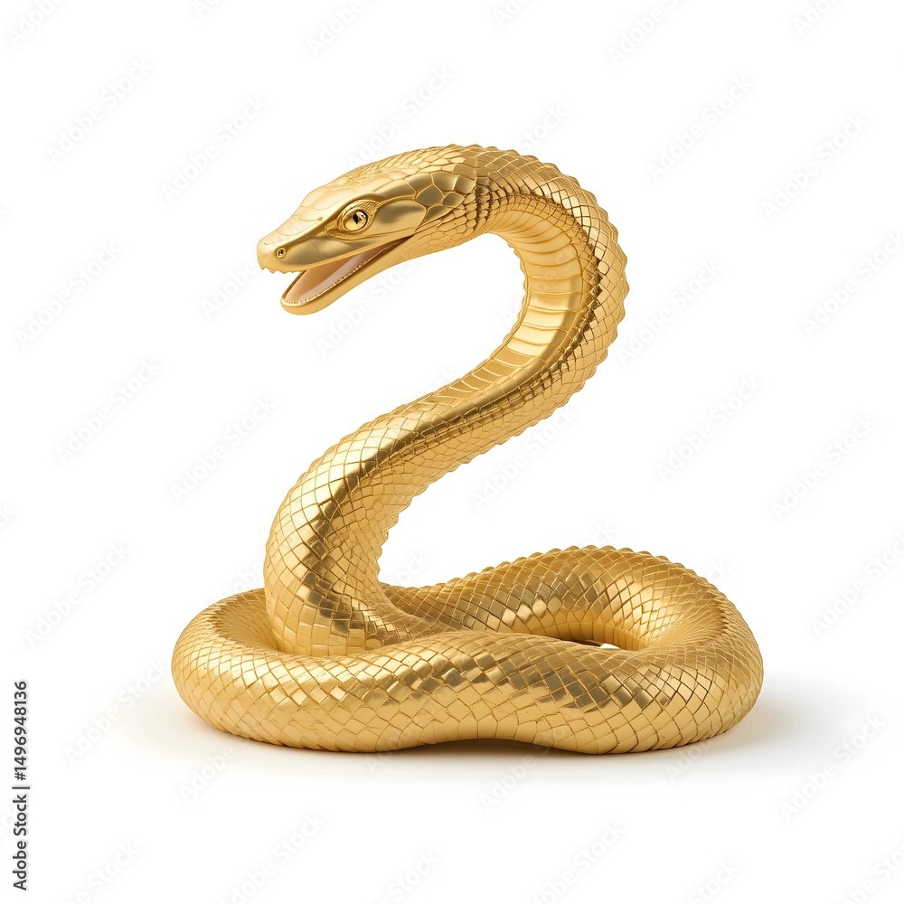 Fototapeta premium Golden Snake Illustration Isolated on White – Luxury Animal Design