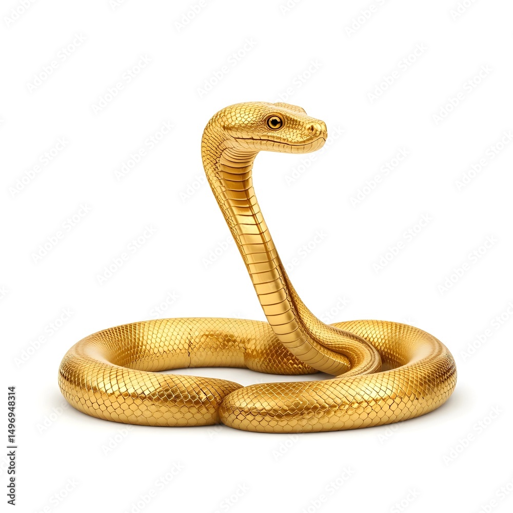 Fototapeta premium Golden Snake on White Background – Elegant Reptile Illustration