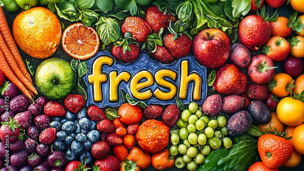 Fresh Text Over Vibrant Farmers' Market/鮮やかな農産市場のフレッシュテキスト5