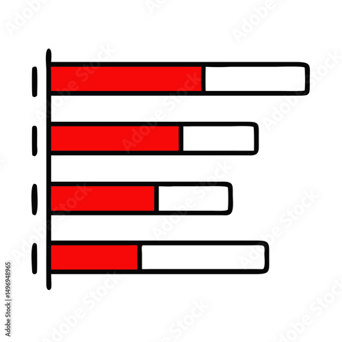 Horizontal bar chart with red sections representing data values