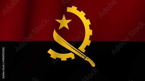 The flag of Angola. The evolving national flag of Angola in 3d format. 1080p HD animation for presentation