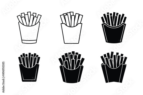 3d style crispy salty fries icon with shadows