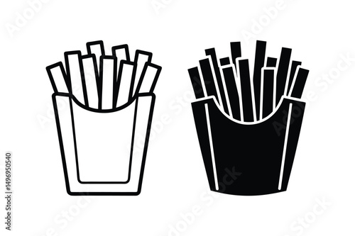 3d style hand cut delicious fries icon with shadows