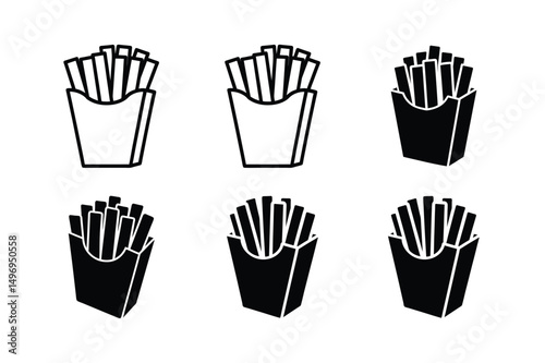 3d style french fries vector icon with shadows