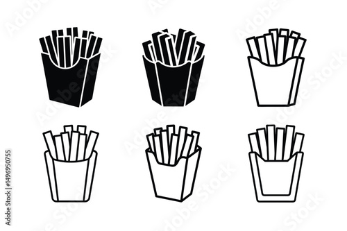 3d style fast food crispy fries icon with shadows