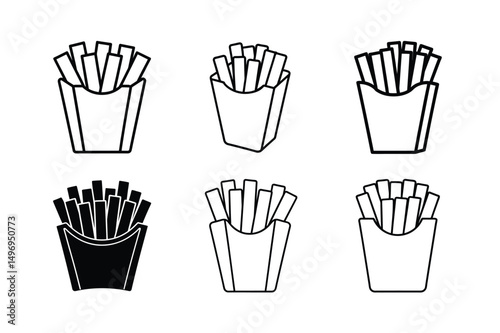 3d style golden fast food fries icon with shadows