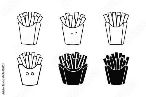 3d style fresh crispy potato fries icon with shadows