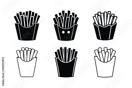 3d style crispy french fries vector icon with shadows