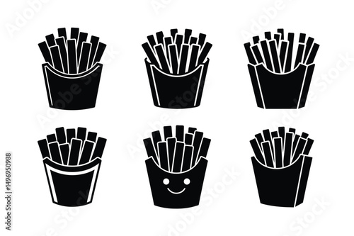 3d style french fries vector icon with shadows