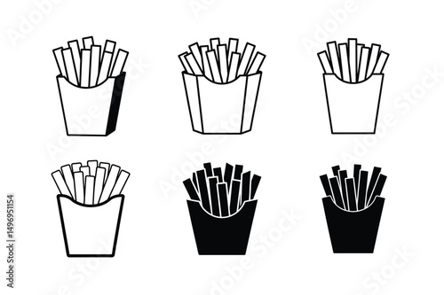 3d style cartoon french fries vector icon with shadows