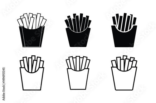 3d style classic french fries vector icon with shadows