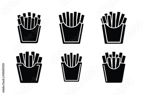 3d style restaurant french fries vector icon with shadows