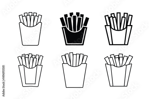 3d style salty french fries vector icon with shadows