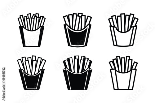 3d style french fries snack icon with shadows