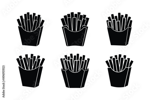 3d style cartoon potato fries icon with shadows