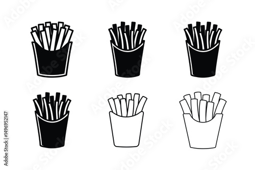 3d style classic potato fries icon with shadows