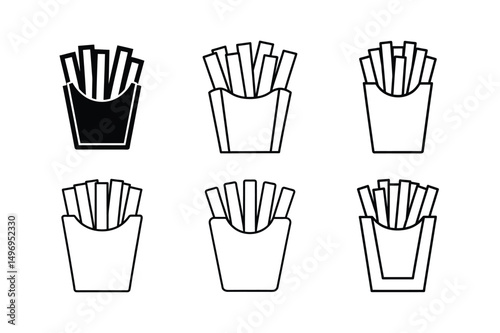 3d style tasty fast food fries icon with shadows