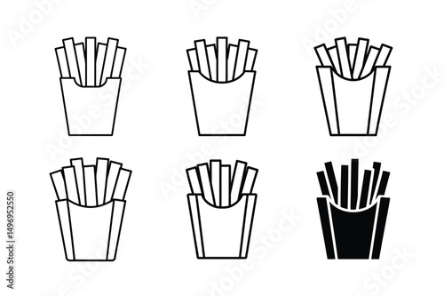 3d style crispy delicious fries icon with shadows