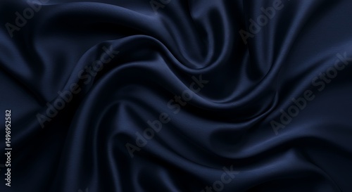 Luxury in Motion Shiny Fabric Waves on a Dark Blue-Black Canvas