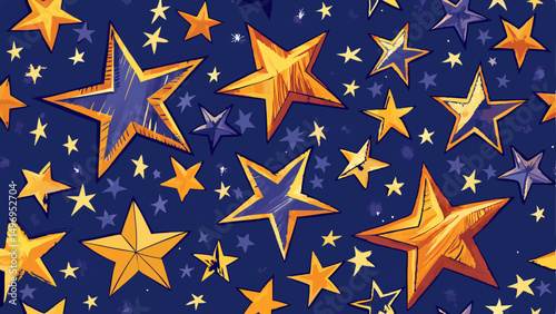 vector of seamless pattern with stars. Hand drawn stars texture. Night starry sky