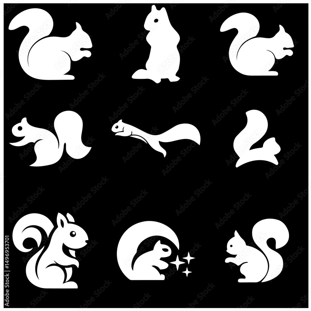 Fototapeta premium Squirrel vector white logo 1