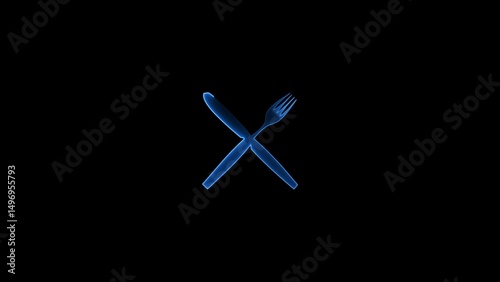 neon restaurant Icon illustration on black background.