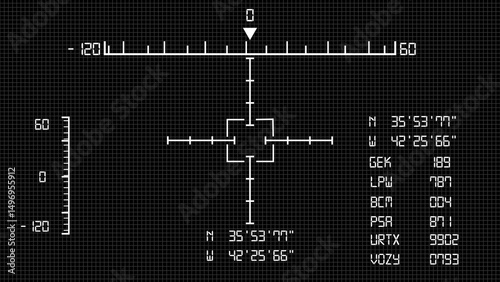 HUD target aims control panel or aim radar digital screen.