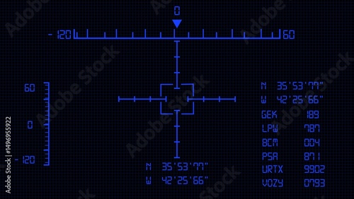HUD target aims control panel or aim radar digital screen.