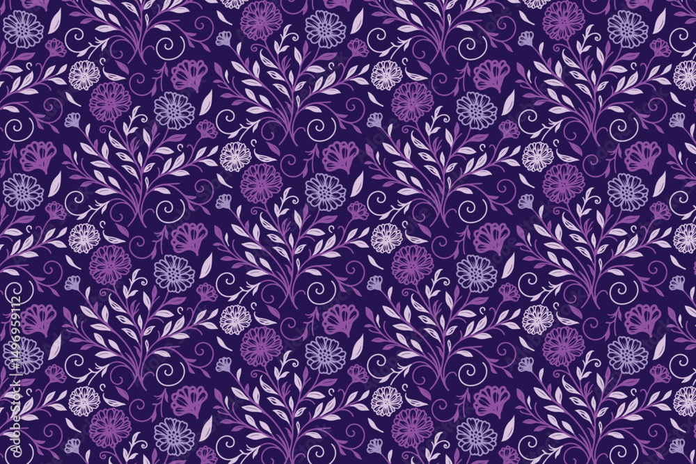Fototapeta premium seamless sketch design, cotton floral motif, line outline print, hand drawn textile idea, fashion layout concept, modern bloom style, minimal repeat