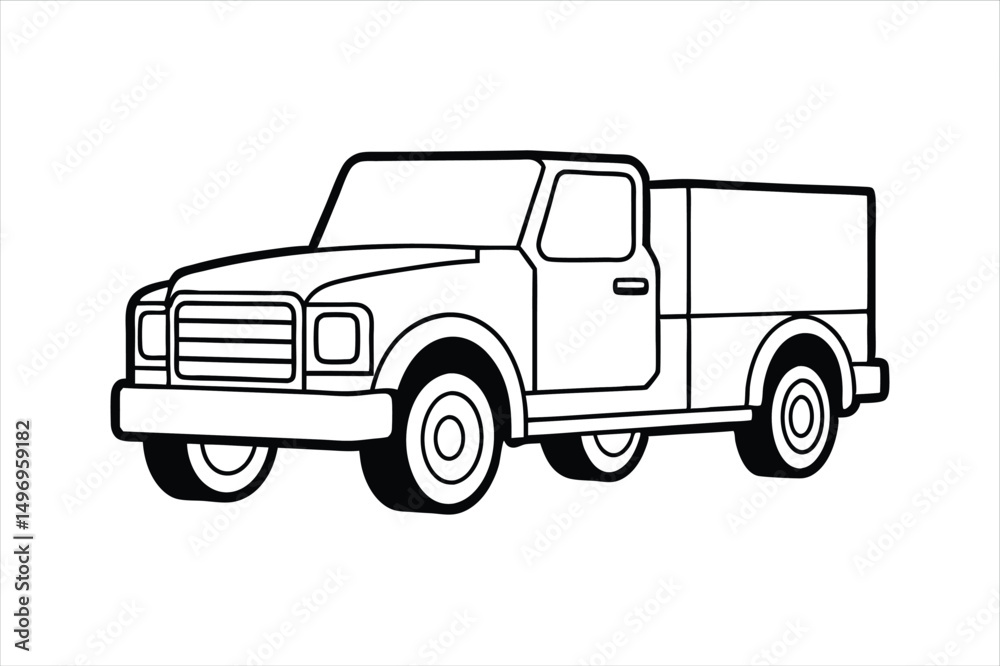 Obraz premium Vehicle Icon of a Truck in Clean Minimal Line Drawing Style