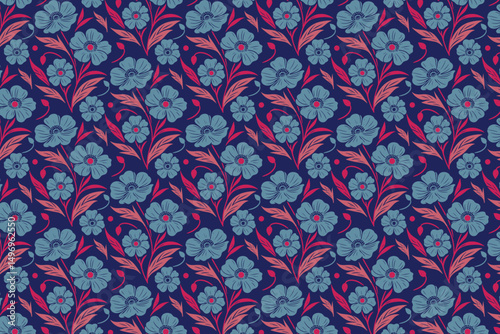 seamless cotton bloom, floral outline sketch, hand drawn pattern idea, textile motif layout, modern repeat design, fashion print style, minimal art

