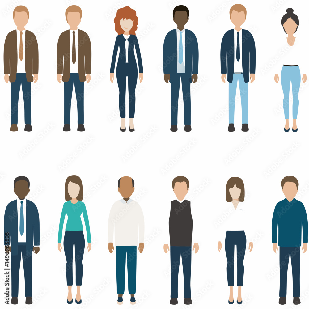 Vector silhouette of business people in suits, a professional team standing together Vector silhouette of business people in suits, a professional team standing together